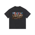 RockNRoll — Front Print Tee in Black, front view with the artwork