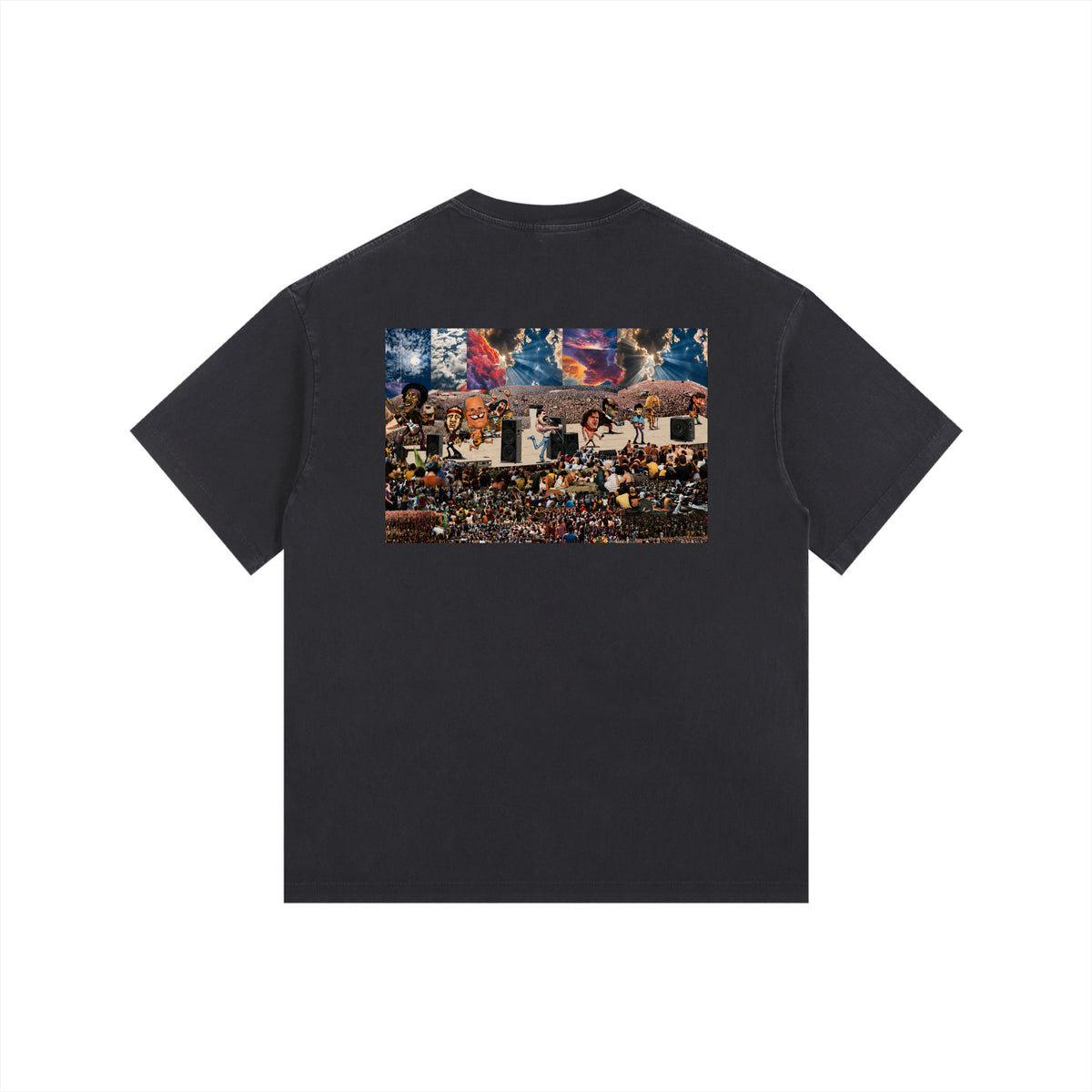 RockNRoll — Back Print Tee in Black, back view with the artwork