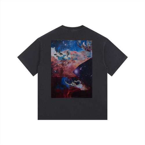 Deep Current — Back Print Tee in Black, back view with the artwork