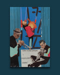 Jazz Trio — hand-cut paper collage printed on canvas, 16 × 24 in