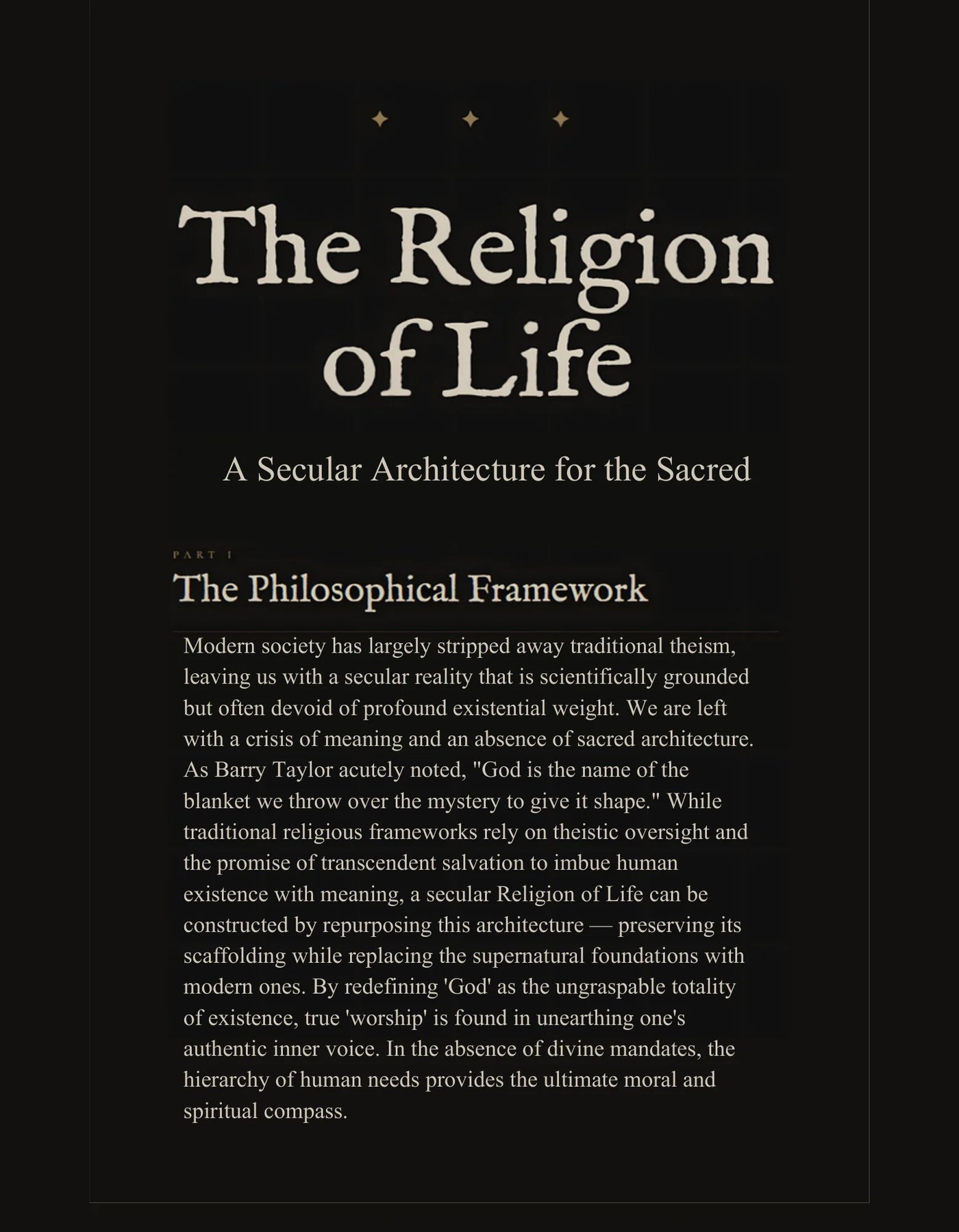 Opening page of the essay The Religion of Life — preview page 3